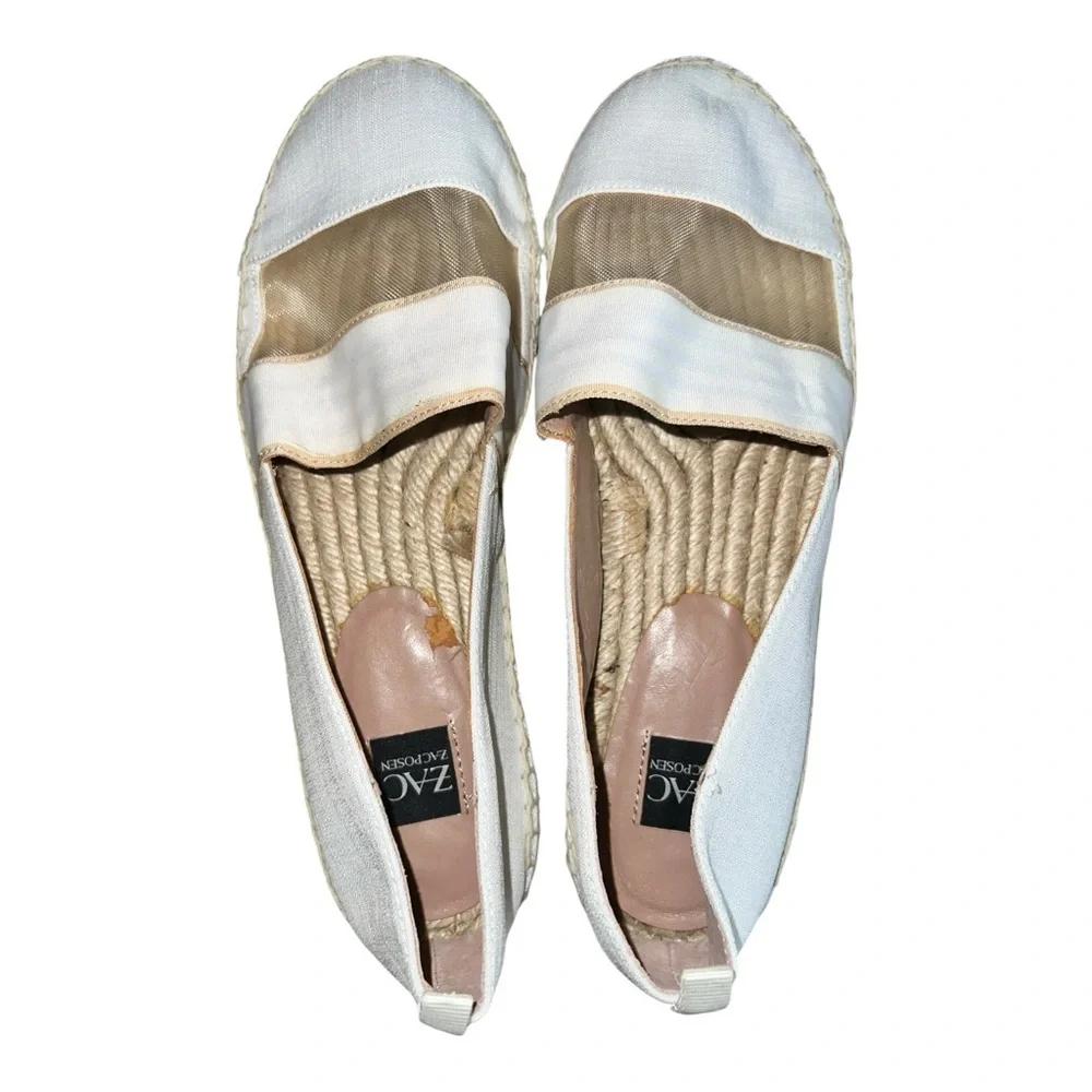 ZAC Zac Posen Textile Mesh Espadrille Flats Ivory/Nude Size 8M